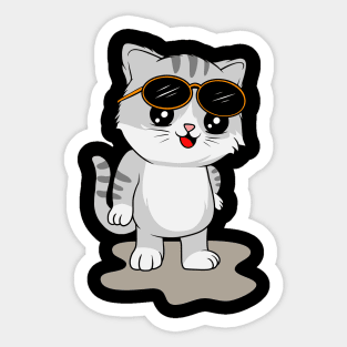 Stylish Kitty: Cat Wearing Cool Sunglasses - Trendy Tee for Cat Lovers Sticker